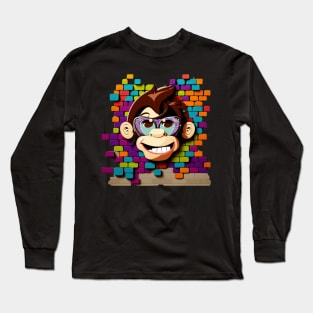 MONKEY SMILING WITH SUNGLASSES ON Long Sleeve T-Shirt